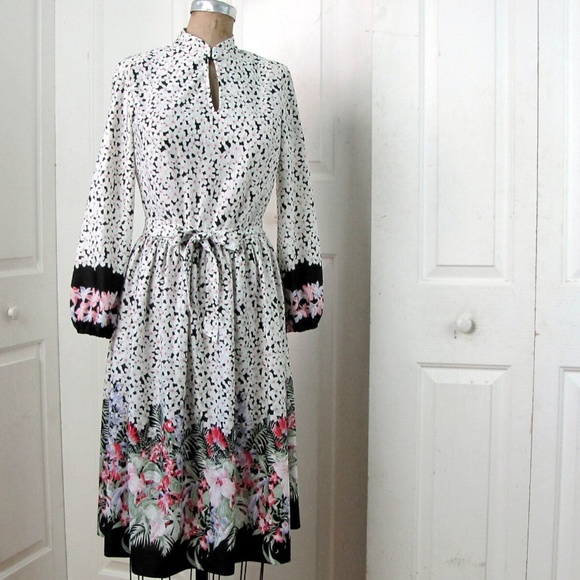 Vintage 70s Womans Dress Jonathan Logan Bleeker Street Size 10 Long Sleeves - Picture 7 of 8